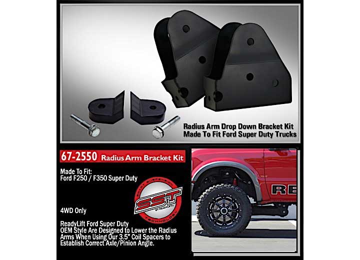 05-16 F250/F350 SUPER DUTY RADIUS ARM BRACKET KIT & 1.0IN LOWER SPRING SPACERS ReadyLift Suspension