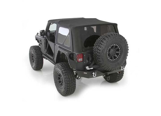 07-09 WRANGLER JK 2DR OEM REPLACEMENT SOFT TOP W/TINTED WINDOWS & NO UPPER DOORS; BLACK DIAMOND