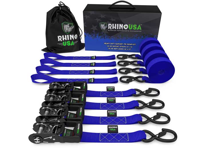 15FT Blue Heavy Duty Ratchet Tie-Down Straps (4-Pack)