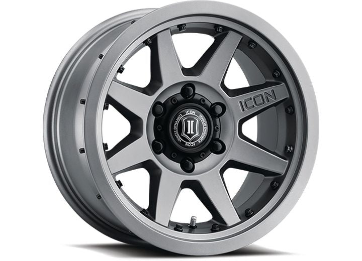 17" REBOUND PRO WHEELS SIZE 17X8.5 FINISH TITANIUM BOLT PATTERN 5 x 5" BACKSPACE 4.5" OFFSET -6mm