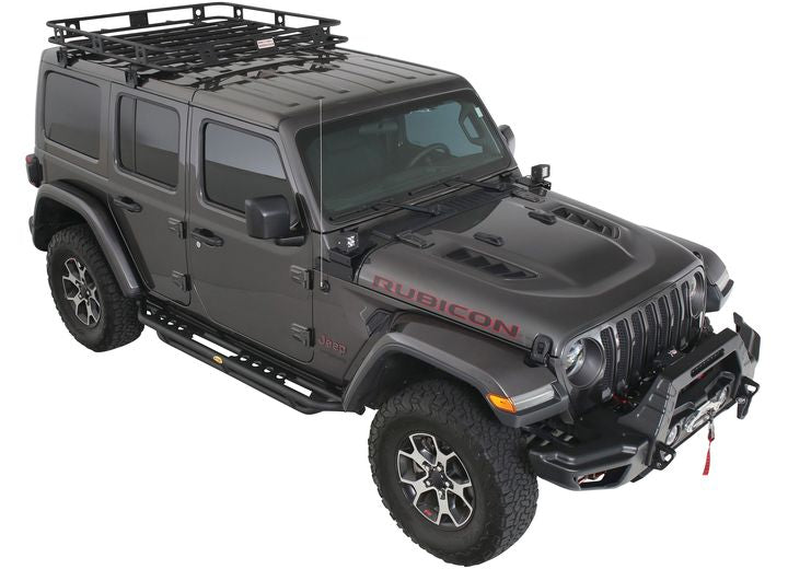 18-C WRANGLER JL 4DR DEFENDER RACK WELDED ONE-PC ROOF RACK; TEXTURED BLACK POWDER COAT