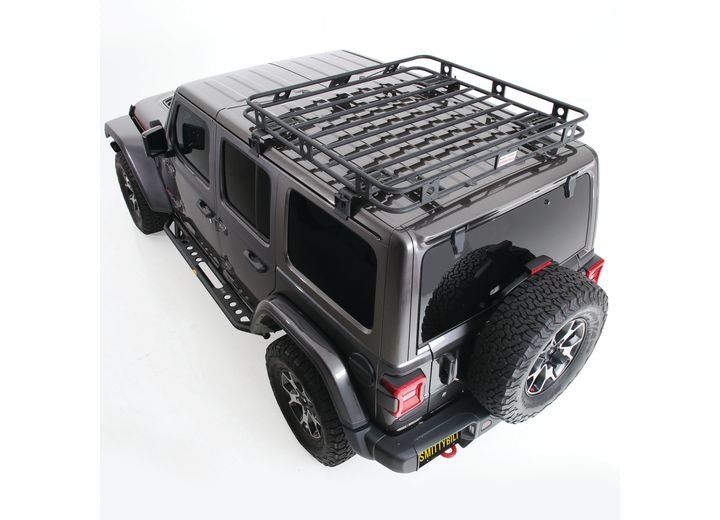 18-C WRANGLER JL 4DR DEFENDER RACK WELDED ONE-PC ROOF RACK; TEXTURED BLACK POWDER COAT
