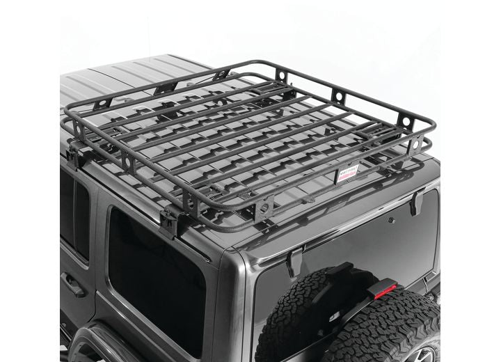 18-C WRANGLER JL 4DR DEFENDER RACK WELDED ONE-PC ROOF RACK; TEXTURED BLACK POWDER COAT