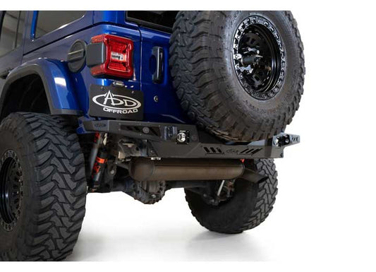 18-C WRANGLER STEALTH FIGHTER REAR BUMPER W/D RING MOUNTS & MOUNTS FOR 2 CUBE LIGHTS BLACK