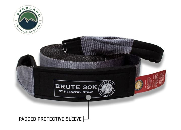 Heavy-Duty 30,000 LB Towing Strap - 3" x 30' Gray with Black Ends & Storage Bag