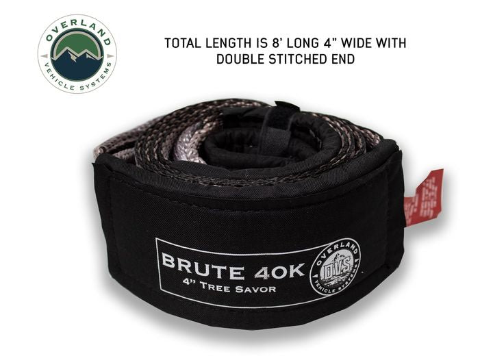 Heavy-Duty 40,000 LB Towing Strap - 4" x 8' Gray with Black Ends & Storage Bag