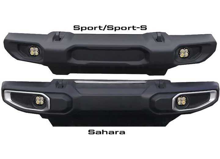 20-22 GLADIATOR/18-22 WRANGLER JL W/OE SAHARA BUMPER(SAE FOG AMBER)SQUADRON-R SAE FOG POCKET KIT Baja Designs