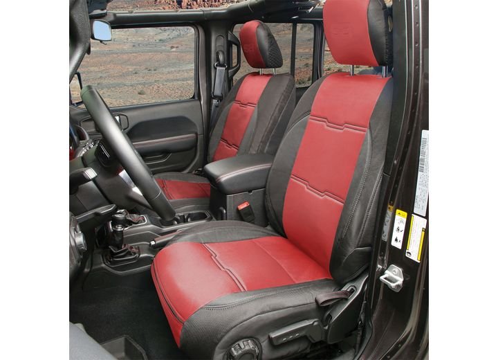 20-C GLADIATOR JT GEN2 NEOPRENE FRONT/REAR SEAT COVER; RED/BLACK