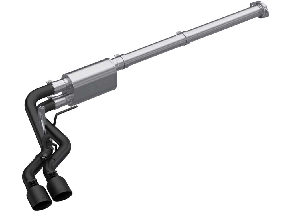21-C F150 3" Cat-Back Exhaust System with Dual Pre-Axle Black Finish (Race Profile)