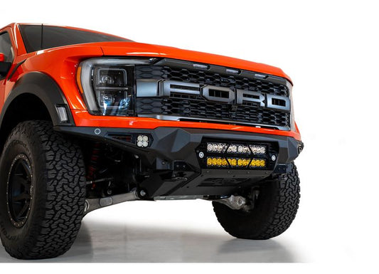 21-C F150 RAPTOR BOMBER FRONT BUMPER BLACK PARKING CUTOUTS(MOUNTS 2 2IN LIGHT BARS)