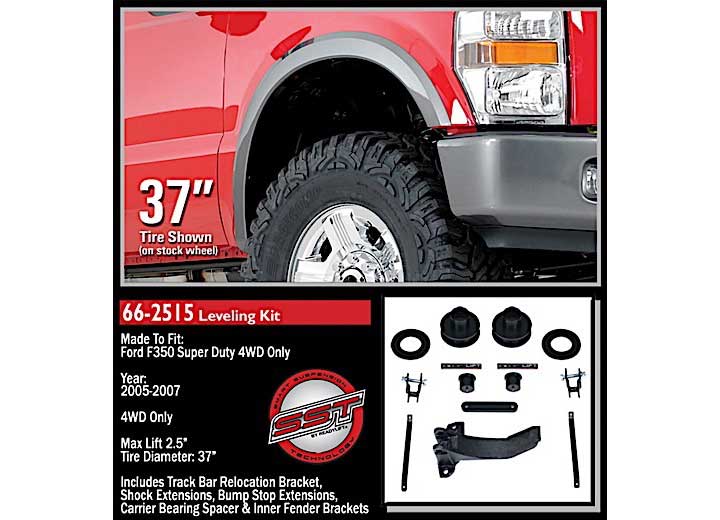 2.5IN FRONT LEVEL KIT W/TRACK BAR BRACKET 05-07 F250/F350/F450 4WD