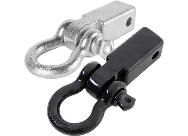 2IN RECEIVER MOUNTED D-RING SHACKLE; 3/4IN 4.75 TON RATING; BLACK