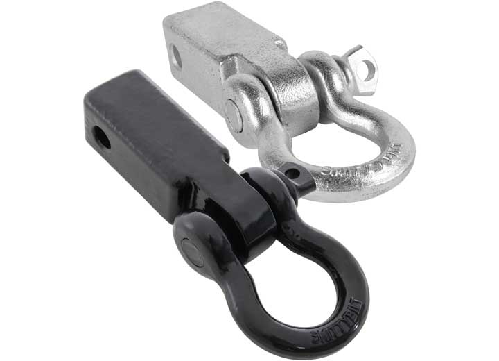 2IN RECEIVER MOUNTED D-RING SHACKLE; 3/4IN 4.75 TON RATING; BLACK