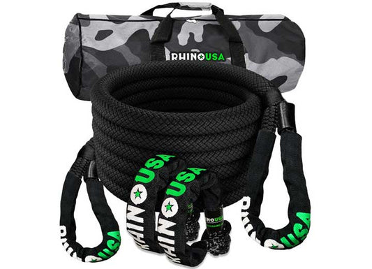 30FT Black Kinetic Recovery Rope Kit with Soft Shackles