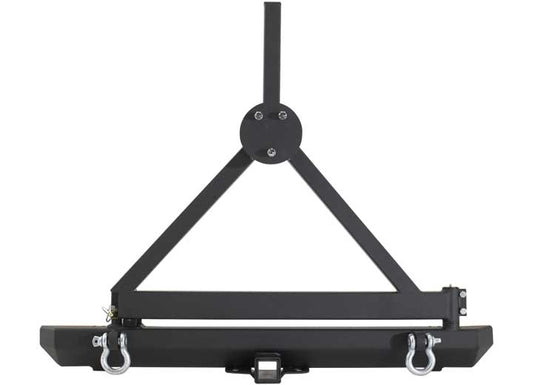 76-06 WRANGLER (CJ/YJ/TJ/LJ) SRC CLASSIC REAR BUMPER W/ D-RINGS, HITCH & TIRE CARRIER -BLACK TEXTURE