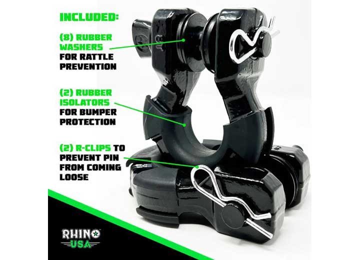 8 Ton Heavy-Duty Recovery Shackle Set - 2 Pack in Black