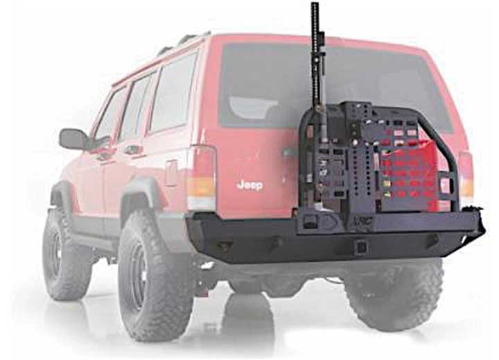 84-01 CHEROKEE (XJ) 2/4 DOOR XRC REAR BUMPER W/HITCH & TIRE CARRIER - BLACK TEXTURED Smittybilt