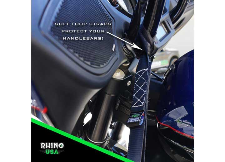 Rhino USA - 8FT Heavy Duty Blue Ratchet Tie - Downs (Set of 4)