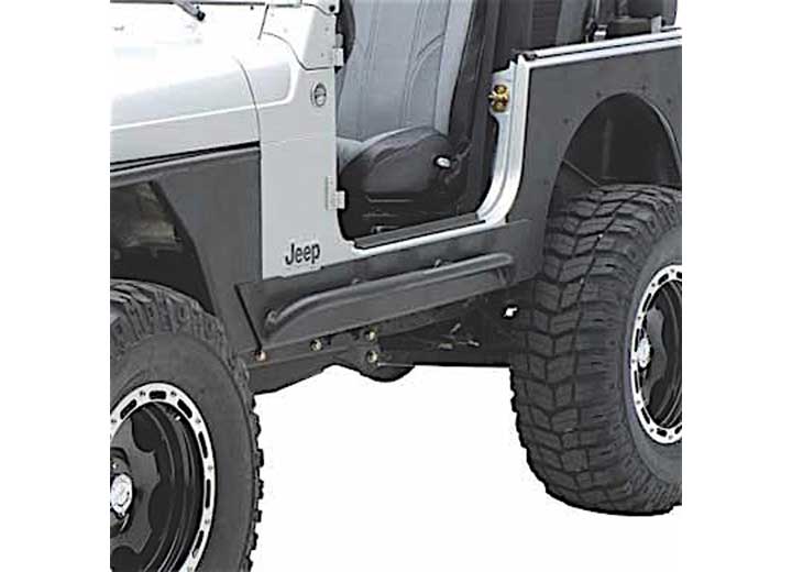 97-06 WRANGLER TJ 2DR XRC ROCK SLIDERS W/ STEP - BLACK TEXTURED