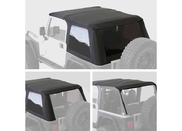 Smittybilt Bowless Combo Top with Tinted Windows - Black Diamond, 1997-2006 Jeep Wrangler TJ