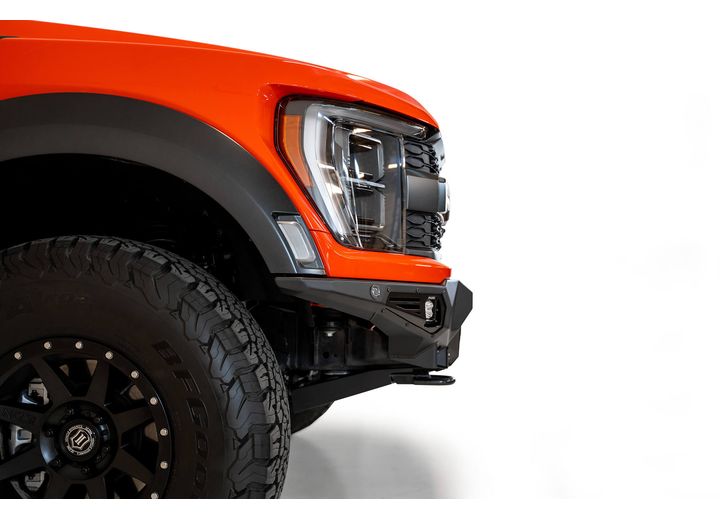 21-C F150 RAPTOR BOMBER FRONT BUMPER BLACK(MOUINTS 4 RIGED 360 6IN ROUND LIGHTS)