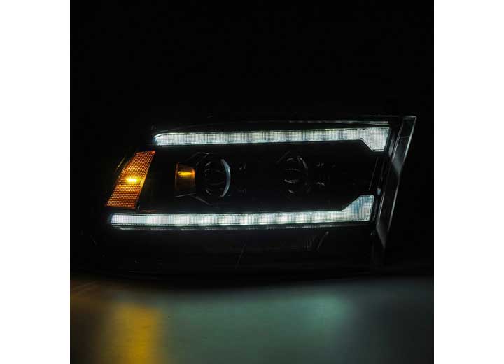 AlphaRex USA LUXX-Series LED Projector Headlights for 2009-2018 Ram Truck (MK II 5th Gen 2500 Style) - Alpha-Black with Sequential Turn Signals & DRL