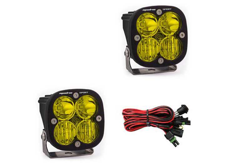 Baja Designs Squadron Sport Black LED Auxiliary Light Pod Pair (Amber - Driving/Combo)