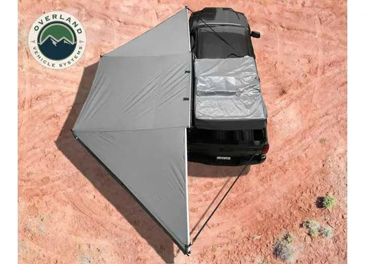 NOMADIC AWNING 180 - STYLISH DARK GRAY CANOPY WITH BLACK PROTECTIVE COVER & MOUNTING BRACKETS