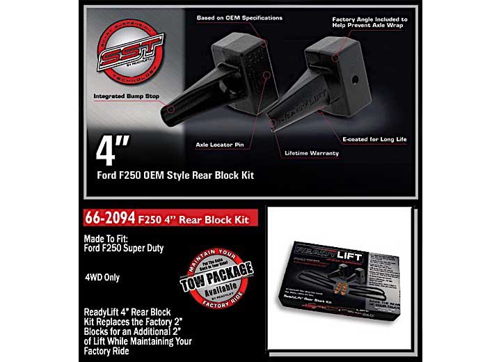 4IN TAPRED REAR BLOCK KIT 1 DRIVE SHAFT 99-10 F250/F350/F450 ReadyLift Suspension