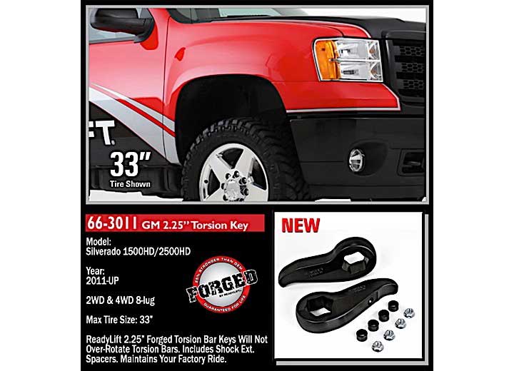2.25IN FRONT LEVEL KIT(FORGED TORSION KEY)11-19 CHEVY/GMC 2500/3500HD