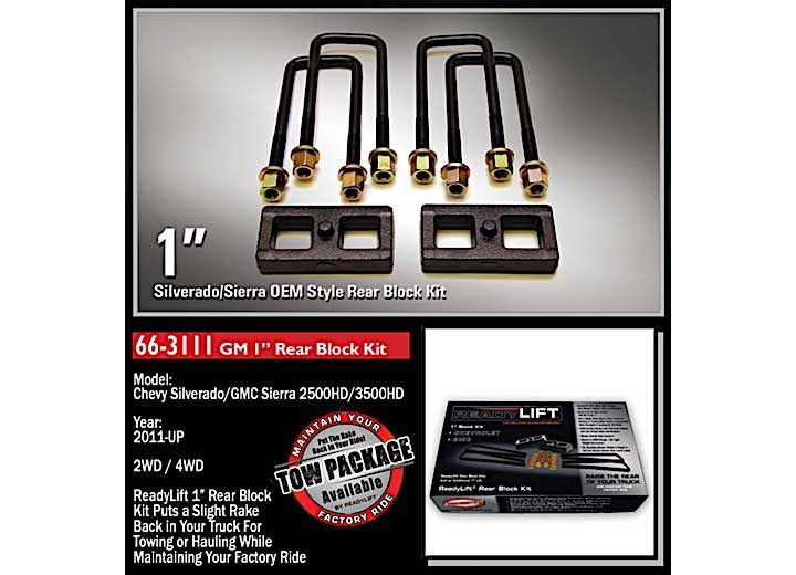 1IN REAR BLOCK KIT 11-19 CHEVY/GMC 2500/3500HD