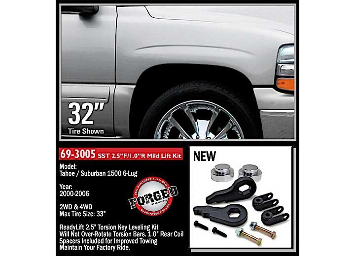 2.5IN FRONT W/1.0IN REAR SST LIFT KIT W/FRONT SHOCK EXT 00-06 CHEVY/GMC AVALANCHE/TAHOE/SUBURBAN