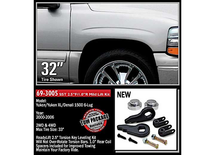 2.5IN FRONT W/1.0IN REAR SST LIFT KIT W/FRONT SHOCK EXT 00-06 CHEVY/GMC AVALANCHE/TAHOE/SUBURBAN