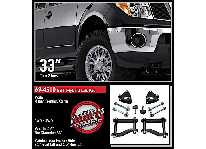 2.5IN SST LIFT KIT FRONT W/1.5IN REAR SHACKLE W/O SHOCKS 05-C NISSAN FRONTIER/XTERRA