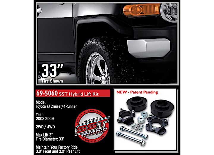 3IN SST LIFT KIT FRONT W/2IN REAR SPACER W/O SHOCKS 03-C TOYOTA 4RUNNER/FJ
