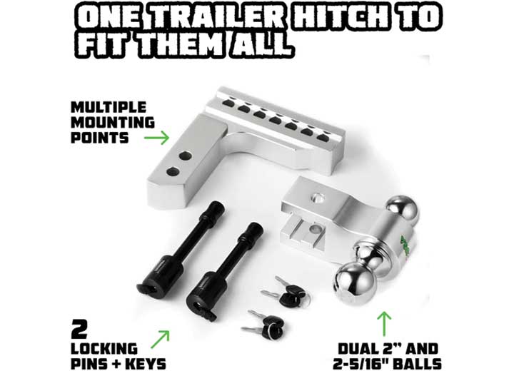 6-Inch Heavy-Duty Silver Drop Hitch for 2.5-Inch Receivers