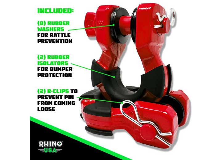 8 Ton Heavy-Duty Recovery Shackle Set - Red (2 Pack)