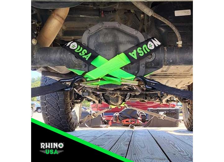 Heavy-Duty 2" x 38" Axle Tie-Down Straps - 4-Pack for Secure Cargo Transport Rhino USA