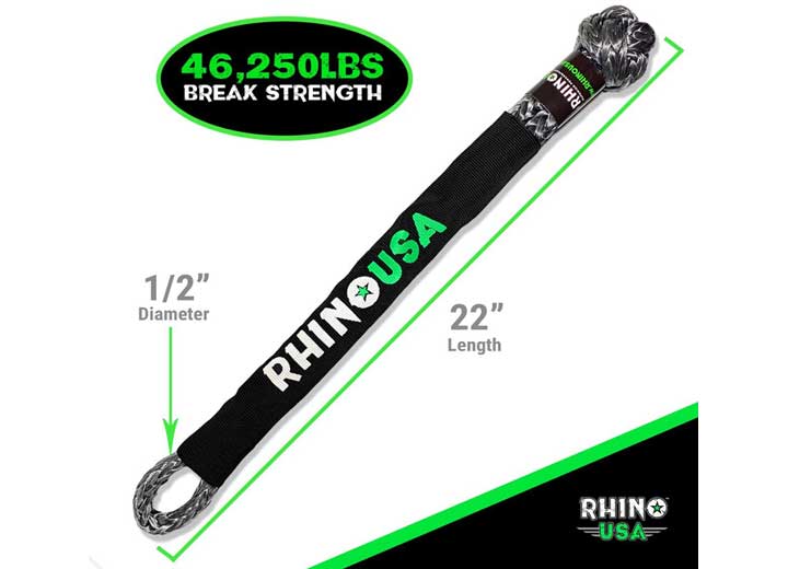 Premium Gray Synthetic Soft Shackle 1/2 Inch Rhino USA