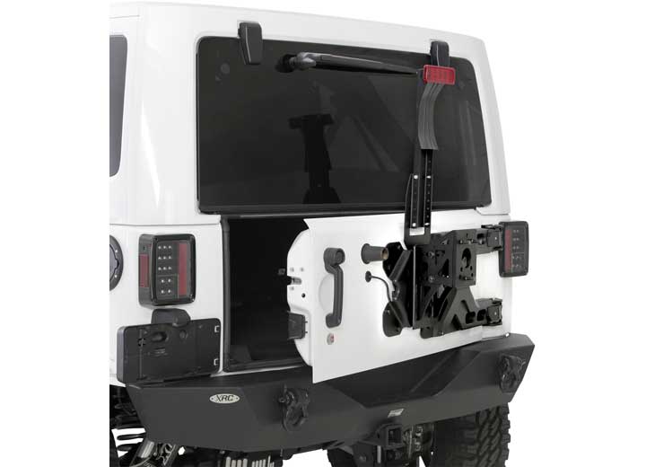 07-18 WRANGLER JK 2/4DR PIVOT HEAVY-DUTY OVERSIZE TIRE CARRIER; BLACK