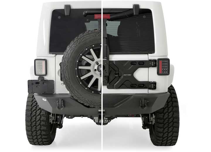 07-18 WRANGLER JK 2/4DR PIVOT HEAVY-DUTY OVERSIZE TIRE CARRIER; BLACK