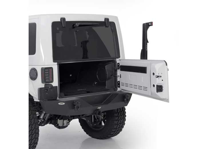 07-18 WRANGLER JK 2/4DR PIVOT HEAVY-DUTY OVERSIZE TIRE CARRIER; BLACK