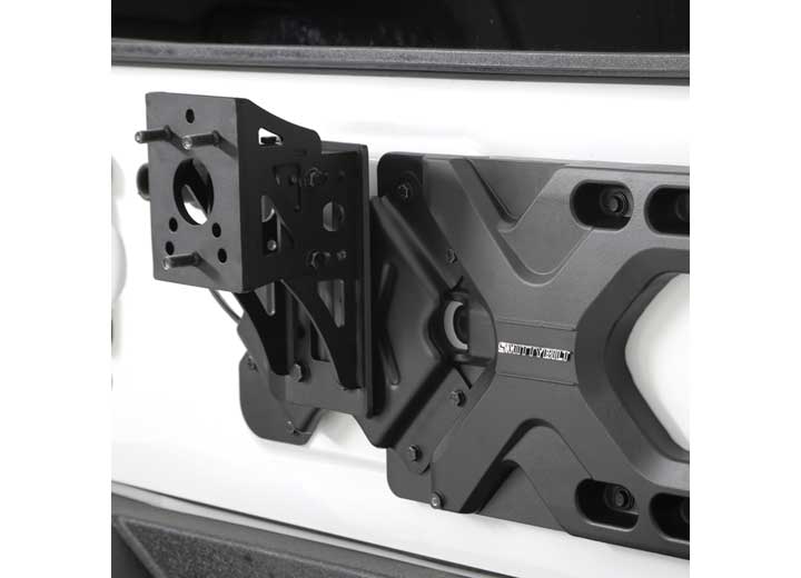 07-18 WRANGLER JK 2/4DR PIVOT HEAVY-DUTY OVERSIZE TIRE CARRIER; BLACK