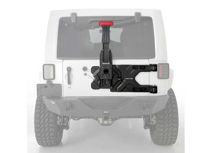07-18 WRANGLER JK 2/4DR PIVOT HEAVY-DUTY OVERSIZE TIRE CARRIER; BLACK