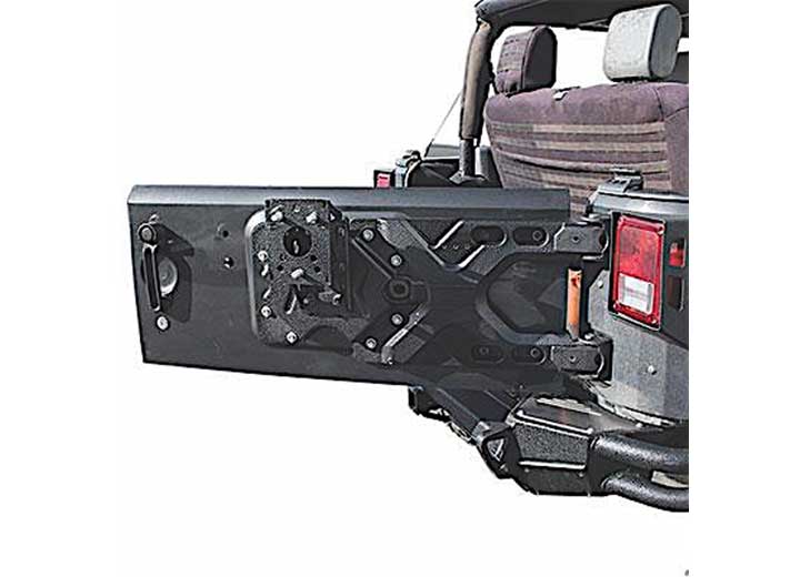 07-18 WRANGLER JK 2/4DR PIVOT HEAVY-DUTY OVERSIZE TIRE CARRIER; BLACK