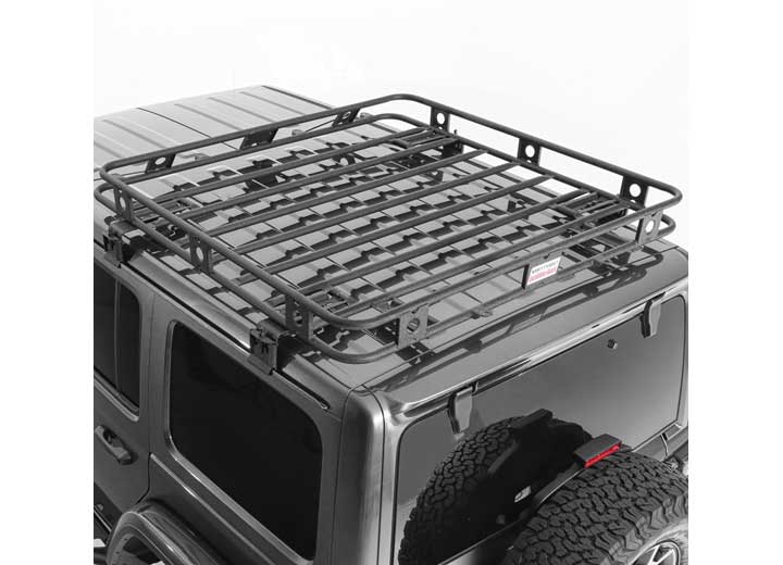 18-C WRANGLER JL 4DR DEFENDER RACK WELDED ONE-PC ROOF RACK; TEXTURED BLACK POWDER COAT