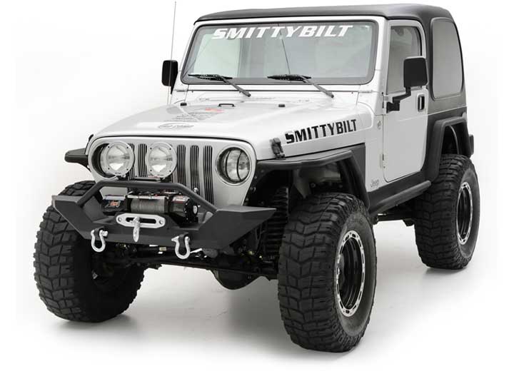 97-06 WRANGLER TJ/LJ XRC ROCK CRAWLER FRONT BUMPER W/GRILLE GUARD & D-RING MOUNTS; BLACK TEXTURED
