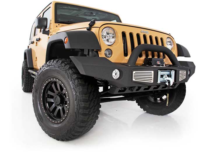 07-18 WRANGLER JK 2/4 DR XRC ATLAS FRONT BUMPER W/GRILLE GUARD & FOG LIGHT HOLES; BLACK