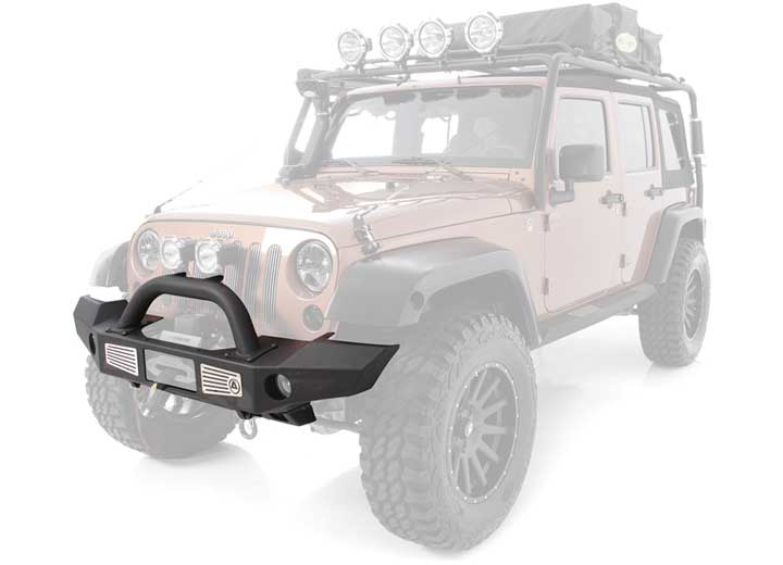 07-18 WRANGLER JK 2/4 DR XRC ATLAS FRONT BUMPER W/GRILLE GUARD & FOG LIGHT HOLES; BLACK