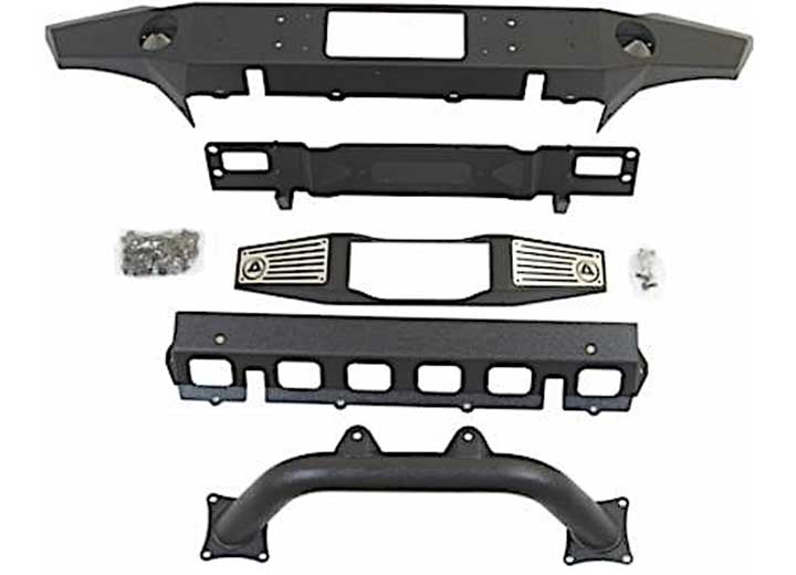 07-18 WRANGLER JK 2/4 DR XRC ATLAS FRONT BUMPER W/GRILLE GUARD & FOG LIGHT HOLES; BLACK